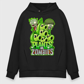 Мужское худи Oversize хлопок с принтом PLANTS VS ZOMBIES в Кировске, френч-терри — 70% хлопок, 30% полиэстер. Мягкий теплый начес внутри —100% хлопок | боковые карманы, эластичные манжеты и нижняя кромка, капюшон на магнитной кнопке | plants and zombies | plants vs zombies | зомби | игры | растения | растения против зомби