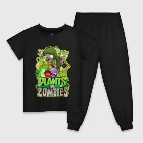 Детская пижама хлопок с принтом PLANTS VS ZOMBIES в Кировске, 100% хлопок |  брюки и футболка прямого кроя, без карманов, на брюках мягкая резинка на поясе и по низу штанин
 | plants and zombies | plants vs zombies | зомби | игры | растения | растения против зомби