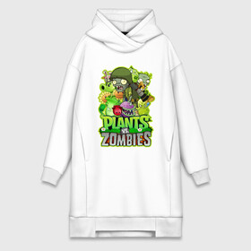 Платье-худи хлопок с принтом PLANTS VS ZOMBIES в Кировске,  |  | plants and zombies | plants vs zombies | зомби | игры | растения | растения против зомби