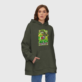 Худи SuperOversize хлопок с принтом PLANTS VS ZOMBIES в Кировске, 70% хлопок, 30% полиэстер, мягкий начес внутри | карман-кенгуру, эластичная резинка на манжетах и по нижней кромке, двухслойный капюшон
 | plants and zombies | plants vs zombies | зомби | игры | растения | растения против зомби