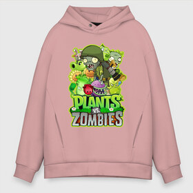 Мужское худи Oversize хлопок с принтом PLANTS VS ZOMBIES в Кировске, френч-терри — 70% хлопок, 30% полиэстер. Мягкий теплый начес внутри —100% хлопок | боковые карманы, эластичные манжеты и нижняя кромка, капюшон на магнитной кнопке | plants and zombies | plants vs zombies | зомби | игры | растения | растения против зомби