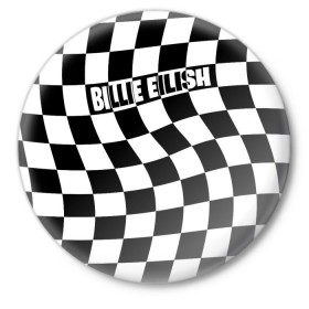 Значок с принтом BILLIE EILISH в Кировске,  металл | круглая форма, металлическая застежка в виде булавки | bad guy | billie | eilish | ocean eyes | айлиш | билли | девушка | клетка | певица | эйлиш