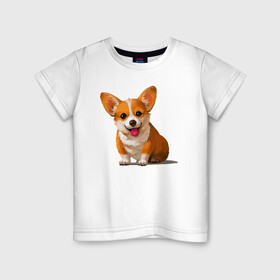 Детская футболка хлопок с принтом Корги в Кировске, 100% хлопок | круглый вырез горловины, полуприлегающий силуэт, длина до линии бедер | вельш корги | домашние животные | корги | пес | собака | собачнику | щенок