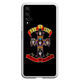 Чехол для Honor 20 с принтом Guns n roses + Спина в Кировске, Силикон | Область печати: задняя сторона чехла, без боковых панелей | Тематика изображения на принте: axl rose | geffen records | gnr | guns | rock | roses | slash | гансы | пистолеты | розы | рок | слеш | эксл роуз