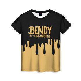 Женская футболка 3D с принтом Bendy And The Ink Machine в Кировске, 100% полиэфир ( синтетическое хлопкоподобное полотно) | прямой крой, круглый вырез горловины, длина до линии бедер | bendy | bendy and the ink machine | бенди | бени | бенни | детская | детям | игра | капли | компьютерная игра | краска | машина | подтеки | розовая | ужастик