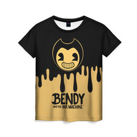 Женская футболка 3D с принтом Bendy And The Ink Machine в Кировске, 100% полиэфир ( синтетическое хлопкоподобное полотно) | прямой крой, круглый вырез горловины, длина до линии бедер | bendy | bendy and the ink machine | бенди | бени | бенни | детская | детям | игра | капли | компьютерная игра | краска | машина | подтеки | розовая | ужастик