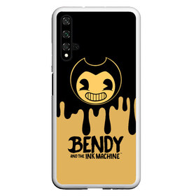 Чехол для Honor 20 с принтом Bendy And The Ink Machine в Кировске, Силикон | Область печати: задняя сторона чехла, без боковых панелей | Тематика изображения на принте: bendy | bendy and the ink machine | бенди | бени | бенни | детская | детям | игра | капли | компьютерная игра | краска | машина | подтеки | розовая | ужастик