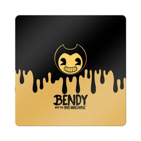 Магнит виниловый Квадрат с принтом Bendy And The Ink Machine в Кировске, полимерный материал с магнитным слоем | размер 9*9 см, закругленные углы | bendy | bendy and the ink machine | бенди | бени | бенни | детская | детям | игра | капли | компьютерная игра | краска | машина | подтеки | розовая | ужастик