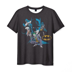 Мужская футболка 3D с принтом Batman classic в Кировске, 100% полиэфир | прямой крой, круглый вырез горловины, длина до линии бедер | Тематика изображения на принте: bat man | batman | batman comics | caped crusader | comics | dark knight | shtatbat | бетмен | брюс уэйн | бэт мен | бэтмен | тёмный рыцарь