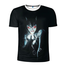 Мужская футболка 3D спортивная с принтом Catwoman в Кировске, 100% полиэстер с улучшенными характеристиками | приталенный силуэт, круглая горловина, широкие плечи, сужается к линии бедра | cat woman | catwoman | selina kyle | shtatbat | женщина кошка | кэт вуман