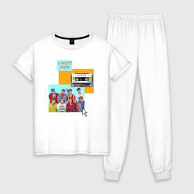 Женская пижама хлопок с принтом Ateez в Кировске, 100% хлопок | брюки и футболка прямого кроя, без карманов, на брюках мягкая резинка на поясе и по низу штанин | ateez | k pop | корейская группа | музыка | парни