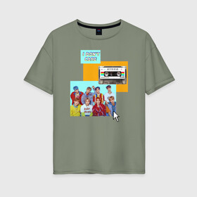 Женская футболка хлопок Oversize с принтом Ateez в Кировске, 100% хлопок | свободный крой, круглый ворот, спущенный рукав, длина до линии бедер
 | ateez | k pop | корейская группа | музыка | парни