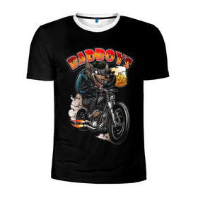 Мужская футболка 3D спортивная с принтом Байкер в Кировске, 100% полиэстер с улучшенными характеристиками | приталенный силуэт, круглая горловина, широкие плечи, сужается к линии бедра | art | beer | арт | байкер | волк | мотоцикл | фантастика