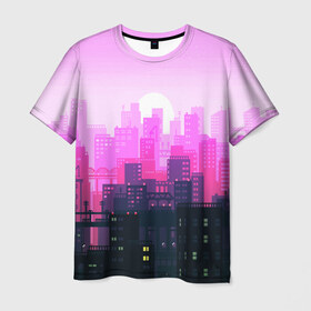 Мужская футболка 3D с принтом CITY в Кировске, 100% полиэфир | прямой крой, круглый вырез горловины, длина до линии бедер | Тематика изображения на принте: bright | colorful | neon | retro | urban | vintage | винтаж | город | неон | ретро | ретро неон