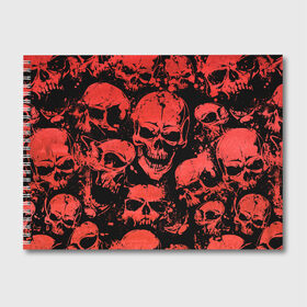 Альбом для рисования с принтом Skulls pattern в Кировске, 100% бумага
 | матовая бумага, плотность 200 мг. | halloween | pattern | skull | кости | скелет | хеллоуин | хелуин | хэллоуин | черепа