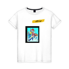 Женская футболка хлопок с принтом Ateez в Кировске, 100% хлопок | прямой крой, круглый вырез горловины, длина до линии бедер, слегка спущенное плечо | ateez | k pop | корейская группа | музыка | парни