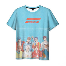 Мужская футболка 3D с принтом Ateez K-pop в Кировске, 100% полиэфир | прямой крой, круглый вырез горловины, длина до линии бедер | Тематика изображения на принте: ateez | k pop | корейская группа | музыка | парни