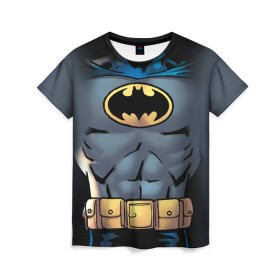 Женская футболка 3D с принтом Batman костюм в Кировске, 100% полиэфир ( синтетическое хлопкоподобное полотно) | прямой крой, круглый вырез горловины, длина до линии бедер | bat man | batman | batman comics | caped crusader | comics | dark knight | shtatbat | бетмен | брюс уэйн | бэт мен | бэтмен | тёмный рыцарь