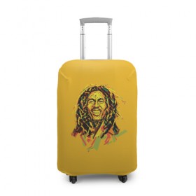 Чехол для чемодана 3D с принтом Bob Marley в Кировске, 86% полиэфир, 14% спандекс | двустороннее нанесение принта, прорези для ручек и колес | 