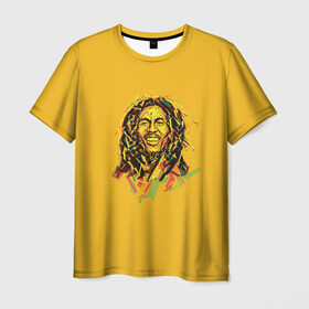Мужская футболка 3D с принтом Bob Marley в Кировске, 100% полиэфир | прямой крой, круглый вырез горловины, длина до линии бедер | 