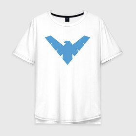 Мужская футболка хлопок Oversize с принтом Nightwing в Кировске, 100% хлопок | свободный крой, круглый ворот, “спинка” длиннее передней части | Тематика изображения на принте: batman | nightwing | shtatbat | бетмен | бэтмен | найтвинг