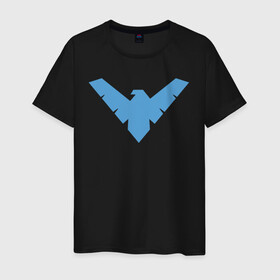 Мужская футболка хлопок с принтом Nightwing в Кировске, 100% хлопок | прямой крой, круглый вырез горловины, длина до линии бедер, слегка спущенное плечо. | Тематика изображения на принте: batman | nightwing | shtatbat | бетмен | бэтмен | найтвинг