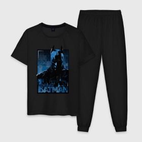 Мужская пижама хлопок с принтом Batman в Кировске, 100% хлопок | брюки и футболка прямого кроя, без карманов, на брюках мягкая резинка на поясе и по низу штанин
 | bat man | batman | batman comics | caped crusader | comics | dark knight | бетмен | брюс уэйн | бэт мен | бэтмен | тёмный рыцарь