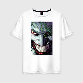 Женская футболка хлопок Oversize с принтом Joker в Кировске, 100% хлопок | свободный крой, круглый ворот, спущенный рукав, длина до линии бедер
 | joker | shtatjoker | артур флек | джокер | жокир