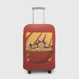 Чехол для чемодана 3D с принтом Котики в Кировске, 86% полиэфир, 14% спандекс | двустороннее нанесение принта, прорези для ручек и колес | cat | kitty | pasta | ramen | кот | котики | коты | кошка | кошки | лапша | рамен | рамэн