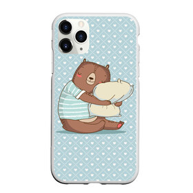 Чехол для iPhone 11 Pro Max матовый с принтом Сонный мишка с подушкой в Кировске, Силикон |  | медведь | милота | милый | милый мишка | миша | мишка | подушка | сон | сонный | спит