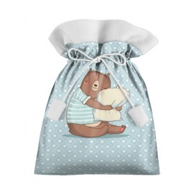 Подарочный 3D мешок с принтом Сонный мишка с подушкой в Кировске, 100% полиэстер | Размер: 29*39 см | медведь | милота | милый | милый мишка | миша | мишка | подушка | сон | сонный | спит