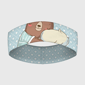 Повязка на голову 3D с принтом Сонный мишка с подушкой в Кировске,  |  | медведь | милота | милый | милый мишка | миша | мишка | подушка | сон | сонный | спит