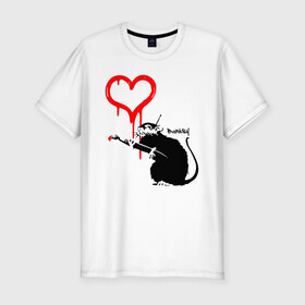 Мужская футболка премиум с принтом BANKSY в Кировске, 92% хлопок, 8% лайкра | приталенный силуэт, круглый вырез ворота, длина до линии бедра, короткий рукав | banksy | heart | бэнкси | сердце