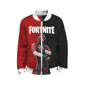 Детский бомбер 3D с принтом FORTNITE IKONIK в Кировске, 100% полиэстер | застегивается на молнию, по бокам два кармана без застежек, мягкие манжеты, по низу бомбера и на воротнике — эластичная резинка | fortnite | fortnite 2 | fortnite x маршмелло | ikonik | marshmello | ninja | ninja streamer | иконик | ниндзя | фортнайт | фортнайт 2 | фортнайт глава 2