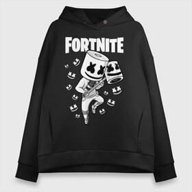 Женское худи Oversize хлопок с принтом FORTNITE MARSHMELLO в Кировске, френч-терри — 70% хлопок, 30% полиэстер. Мягкий теплый начес внутри —100% хлопок | боковые карманы, эластичные манжеты и нижняя кромка, капюшон на магнитной кнопке | chapter 2 | fortnite | marshmello | диджей | игры | маршмэллоу | молоток | фортнайт