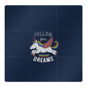 Магнитный плакат 3Х3 с принтом Unicorn. Follow your Dreams в Кировске, Полимерный материал с магнитным слоем | 9 деталей размером 9*9 см | care | dream | fantasy | horn | horse | magic | night | rainbow | star | stars | unicorn | единорог | звезда | звезды | инрог | конь | лошадь | магия | мечта | ночь | радуга | рог | фантастика | фентези