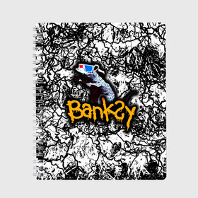 Тетрадь с принтом Banksy в Кировске, 100% бумага | 48 листов, плотность листов — 60 г/м2, плотность картонной обложки — 250 г/м2. Листы скреплены сбоку удобной пружинной спиралью. Уголки страниц и обложки скругленные. Цвет линий — светло-серый
 | art | banksy | street | street art | арт | бэнкси | стрит | стрит арт