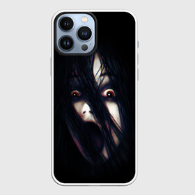 Чехол для iPhone 13 Pro Max с принтом Cry в Кировске,  |  | black | cry | eyes | fear | girl | hair | hairstyle | halloween | horror | pitch dark | волосы | глаза | девочка | крик | прическа | темень | ужас | хэллоуин | черный