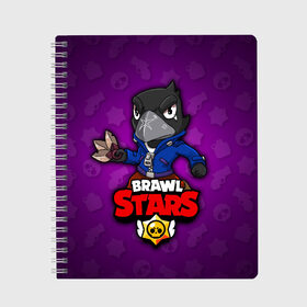 Тетрадь с принтом BRAWL STARS CROW в Кировске, 100% бумага | 48 листов, плотность листов — 60 г/м2, плотность картонной обложки — 250 г/м2. Листы скреплены сбоку удобной пружинной спиралью. Уголки страниц и обложки скругленные. Цвет линий — светло-серый
 | brawl stars | brawl stars crow | brawler | crow | бравл старз | бравлер | ворон