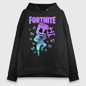 Женское худи Oversize хлопок с принтом FORTNITE MARSHMELLO в Кировске, френч-терри — 70% хлопок, 30% полиэстер. Мягкий теплый начес внутри —100% хлопок | боковые карманы, эластичные манжеты и нижняя кромка, капюшон на магнитной кнопке | chapter 2 | fortnite | marshmello | диджей | игры | маршмэллоу | молоток | фортнайт