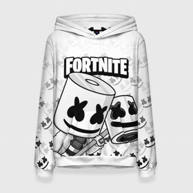 Женская толстовка 3D с принтом FORTNITE MARSHMELLO в Кировске, 100% полиэстер  | двухслойный капюшон со шнурком для регулировки, мягкие манжеты на рукавах и по низу толстовки, спереди карман-кенгуру с мягким внутренним слоем. | chapter 2 | fortnite | marshmello | диджей | игры | маршмэллоу | молоток | фортнайт