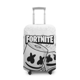 Чехол для чемодана 3D с принтом FORTNITE MARSHMELLO в Кировске, 86% полиэфир, 14% спандекс | двустороннее нанесение принта, прорези для ручек и колес | chapter 2 | fortnite | marshmello | диджей | игры | маршмэллоу | молоток | фортнайт