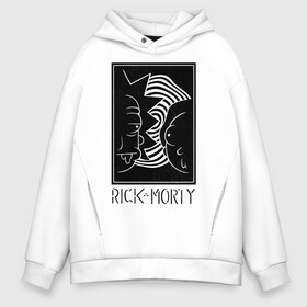 Мужское худи Oversize хлопок с принтом Rick and Morty black and white в Кировске, френч-терри — 70% хлопок, 30% полиэстер. Мягкий теплый начес внутри —100% хлопок | боковые карманы, эластичные манжеты и нижняя кромка, капюшон на магнитной кнопке | black and white | cn_1952863_019061 | dsgnosadchaya | rick  morty | vdosadir | джастин ройланд | дэн хармон | миссикс | плюмбус | рик и морти | чёрно белый