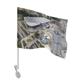 Флаг для автомобиля с принтом BMW city в Кировске, 100% полиэстер | Размер: 30*21 см | bmw | buildings | city | germany | munich | prestige | бмв | германия | город | здания | мюнхен | престиж