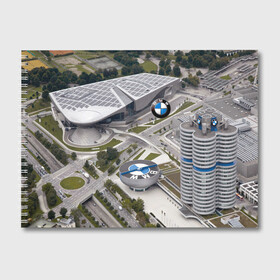 Альбом для рисования с принтом BMW city в Кировске, 100% бумага
 | матовая бумага, плотность 200 мг. | Тематика изображения на принте: bmw | buildings | city | germany | munich | prestige | бмв | германия | город | здания | мюнхен | престиж