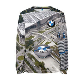 Детский лонгслив 3D с принтом BMW city в Кировске, 100% полиэстер | длинные рукава, круглый вырез горловины, полуприлегающий силуэт
 | Тематика изображения на принте: bmw | buildings | city | germany | munich | prestige | бмв | германия | город | здания | мюнхен | престиж