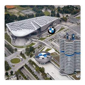 Магнитный плакат 3Х3 с принтом BMW city в Кировске, Полимерный материал с магнитным слоем | 9 деталей размером 9*9 см | bmw | buildings | city | germany | munich | prestige | бмв | германия | город | здания | мюнхен | престиж