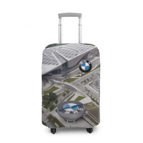 Чехол для чемодана 3D с принтом BMW city в Кировске, 86% полиэфир, 14% спандекс | двустороннее нанесение принта, прорези для ручек и колес | bmw | buildings | city | germany | munich | prestige | бмв | германия | город | здания | мюнхен | престиж