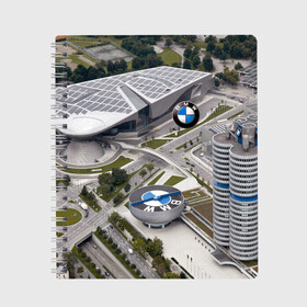 Тетрадь с принтом BMW city в Кировске, 100% бумага | 48 листов, плотность листов — 60 г/м2, плотность картонной обложки — 250 г/м2. Листы скреплены сбоку удобной пружинной спиралью. Уголки страниц и обложки скругленные. Цвет линий — светло-серый
 | bmw | buildings | city | germany | munich | prestige | бмв | германия | город | здания | мюнхен | престиж