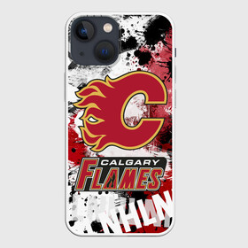 Чехол для iPhone 13 mini с принтом Калгари Флэймз в Кировске,  |  | calgary | calgary flames | flames | hockey | nhl | калгари | калгари флэймз | нхл | спорт | флэймз | хоккей | шайба